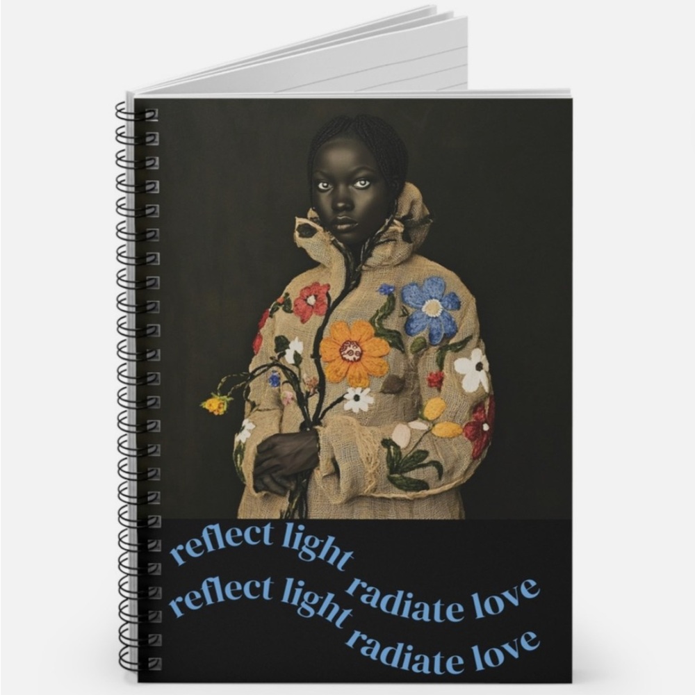 Reflect Light Radiate Live Floral Embroidered Spiral Notebook - Picture 2 of 5
